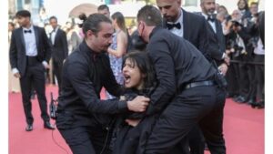 Topless Woman Ukraine Protest Cannes 2022