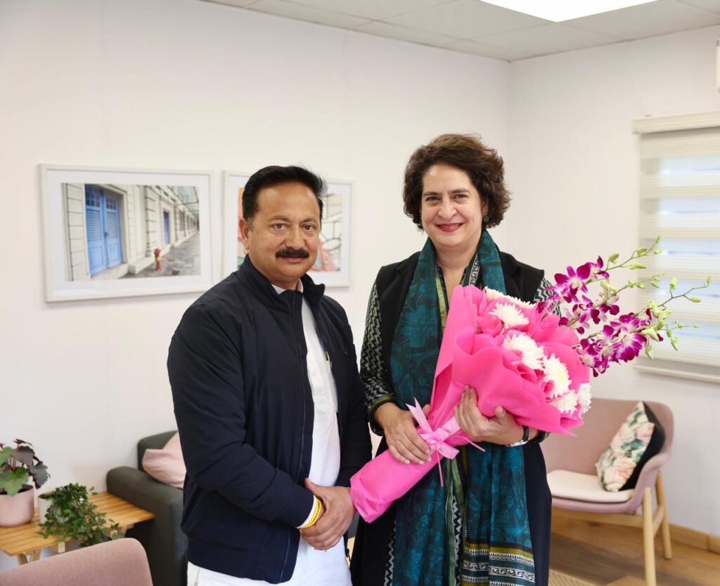 Karan Mahra Meet Priyanka Gandhi दिल्ली दौरे पर कांग्रेस प्रदेश अध्यक्ष करण माहरा, सांसद प्रियंका गांधी से की मुलाकात