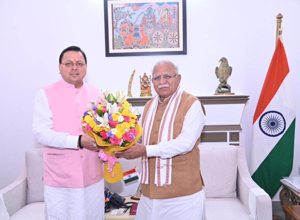 Cm Dhami Meet Manohar Lal Khattar:सीएम धामी ने केंद्रीय मंत्री मनोहर लाल खट्टर से की मुलाकात, कई विषयों पर हुई चर्चा