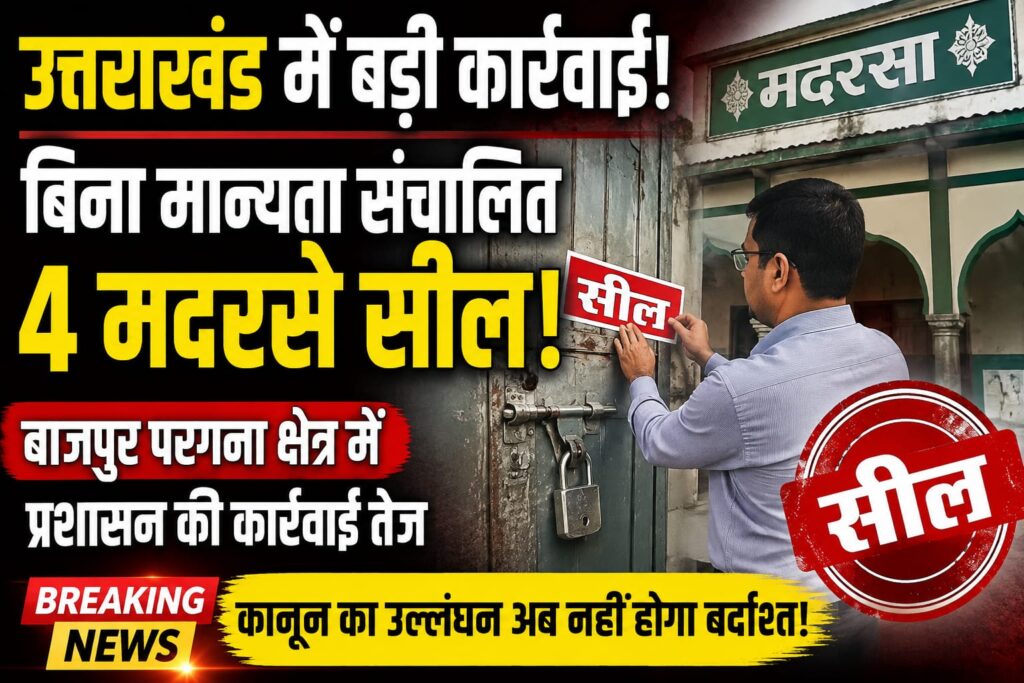 Uddham Singh Nagar Madarsa Seal:उत्तराखंड के ऊधमसिंह नगर में बिना मान्यता संचालित चार मदरसे सील, बाजपुर परगना क्षेत्र में प्रशासन की कार्रवाई तेज